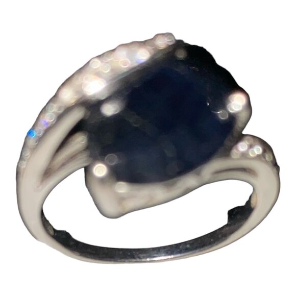 Ring Size 8.5 Blue Sapphire CZ Cubic Zirconia Sterling Silver 925 - Picture 7 of 10